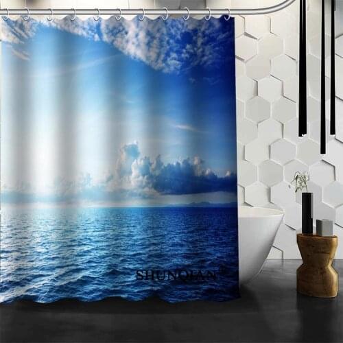 Hot Sale Waterproof Bathroom Curtains New arrival blue sky Shower Curtain polyester Bath screens Customized curtain