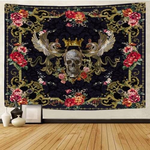 Skeleton King Flower Wing Tapestry Wall Hanging Mandala Carpet Hippie Divination Witchcraft Psychedelic Tarot Room Decor