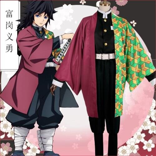 Anime Demon Slayer Kimetsu no Yaiba Giyuu Tomioka Cosplay Costume Kimono Uniform Halloween Costumes for Men