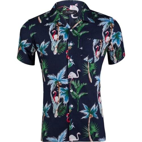 Summer Mens Short Sleeve Beach Hawaiian Shirts Casual Flower Floral Shirts Plus Size 2XL 2019 New Mens Clothing Fashion EU Size