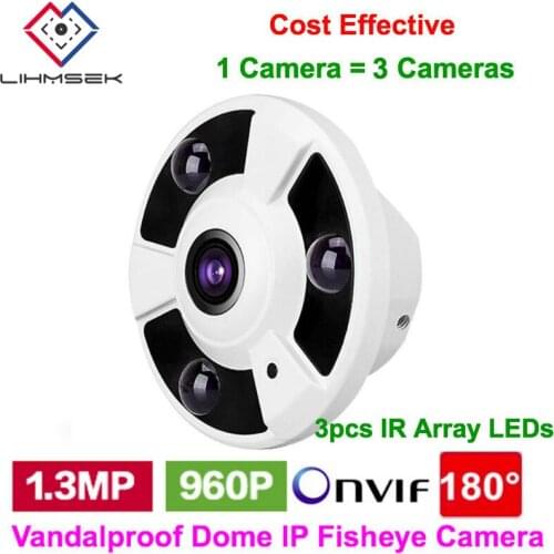 Lihmsek Security 1.3MP 960P 180 Degree Wide angle Panoramic fisheye lens HD mini IP Camera with 3pcs IR array LEDs Night Vision