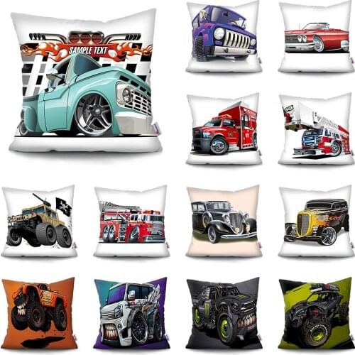 Cartoon cars cushion cover Funny Super Soft Short Plush Cushion Covers Car Sofa Home Decor Pillow Case Home Decoration Pillowcas