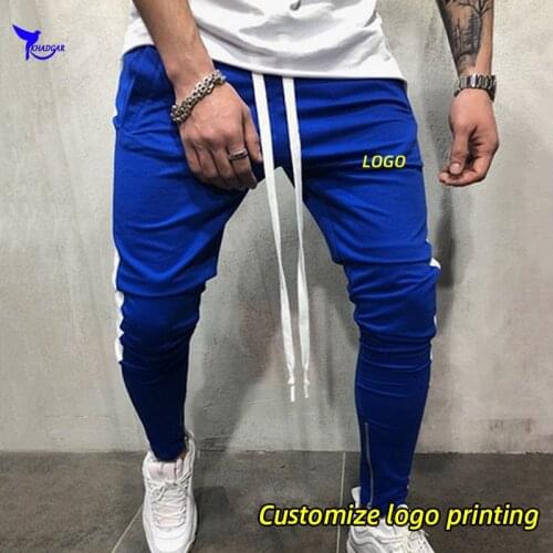 2020 Fall Men Quick Dry Running Sweatpants with Zipper Leg Opening Gym Fitness Bodybuilding Sport Pants Jogging Trousers Custom