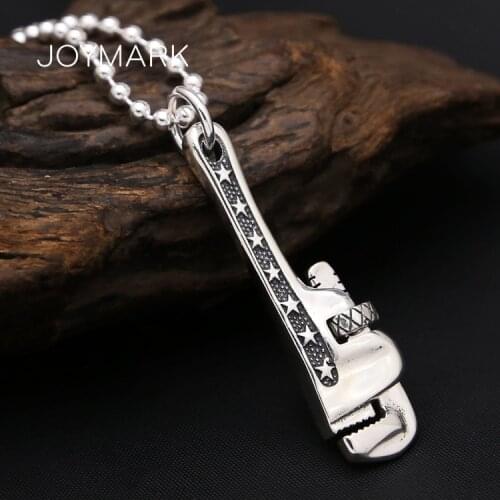 925 Sterling Silver Monkey Spanner Pendant For Men Retro Thai Silver Wrench Tool Personalized Pendant Fathers Day Gift TSP263