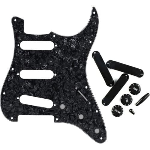 Set of 11 Holes SSS Guitar Pickguard Strat No Holes Style Pickup Cover 2T1V Knobs Switch Tips Musical Guitar Accessories