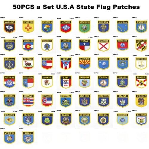 50PCS a Set U.S.A State Flag Patches