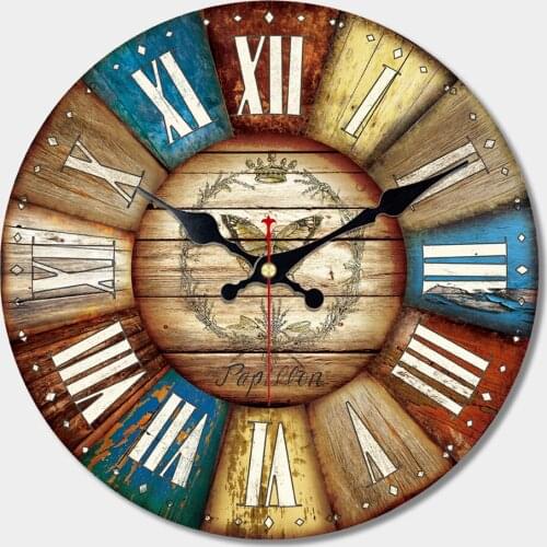 Retro Tower Compass Large Wall Clock Farmhouse Kitchen Wall Clocks Antique Style Silent Living Room Home Wall Decor Clock