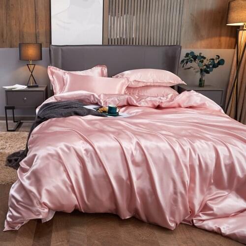 Kuup 2021New Luxury Solid Color Bed Sheets Smooth Bedding Set Soft duvet cover set Queen King Size Fitted Sheet for Home Textile