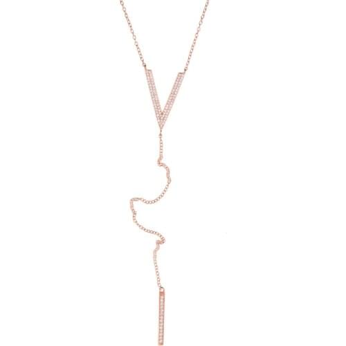 2121 New Trendy V charm lariat long necklace OL LADY summer office ladies jewelry fine 925 sterling silver sexy necklace