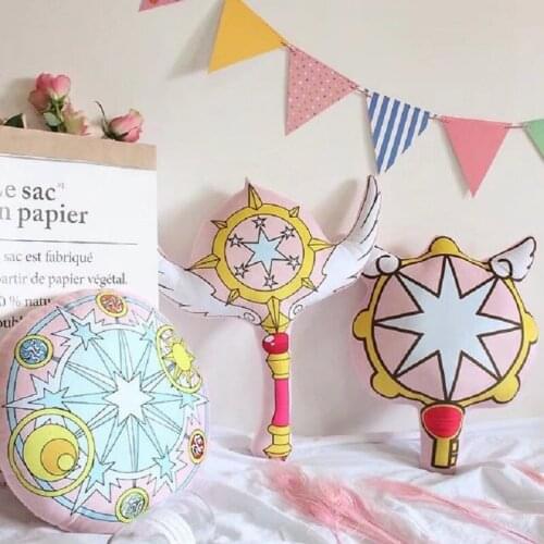 New Anime Card Captor Sakura Plush Pillow Stuffed animals Round Magic Array Cushion Sofa Magic Staff Lovely Soft Gift Toy Doll