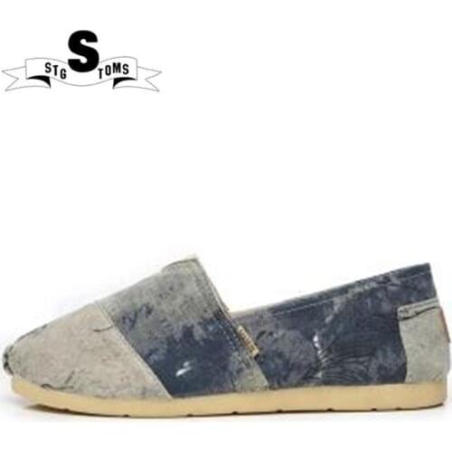 2018 Spring Summer New Classic Canvas Espadrille men Flats Shoes Washed Denim Loafers Mixed Color Male Sewing Zapatillas tm0116