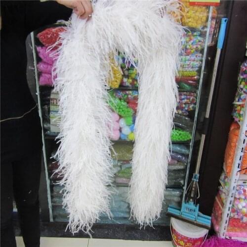 The New Listing 10 Layer Fashion White Ostrich Feather Boa Christmas for Jewelry Diy Plumas De Faisan Party Plumas Plumes
