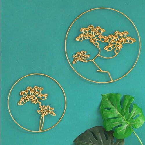 Pendant Wall Hangings Living Room Background Wall Decoration Greeting Pine Metal Art Wrought Iron Wall Hanging Decoration NEW