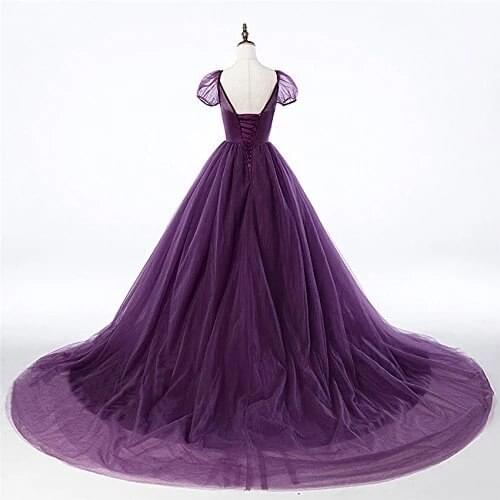 ANGELSBRIDEP Sheer Neck Quinceanera Dress 2021 Short Sleeves Tulle Corset Back Sweet 16 Vestido Debutante Gowns Fromal Ball Gown