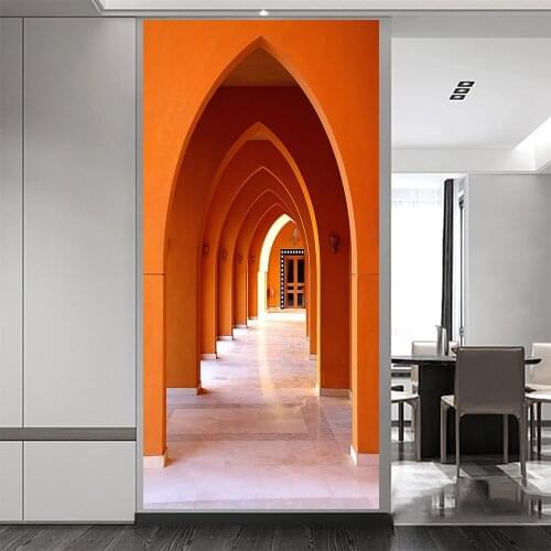 Romantic Turkish Style Corridor DIY Door Stickers Home Decoration Wall Stickers Refrigerator Art Mural Peel & Stick Wallpaper