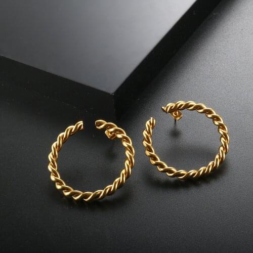 Luxury C Shaped Cross Twist Circle Earrings Gold Plated Twisted Wire Earrings For Women Party Jewelry Gifts