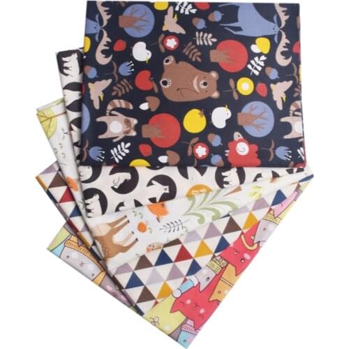 Baby & Child 100%Cotton Twill Fabric,Printed Bear Fox Animals Fabric, Patchwork Cloth, DIY Sewing Quilting Bed Sheet For Baby