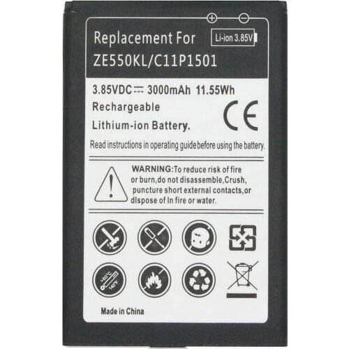 1x 3000mAh / 11.55Wh C11P1501 Replacement Battery For Asus Zenfone 2 Laser Zenfone2 Laser ZE601KL Selfie ZE550KL ZE600KL ZD551KL