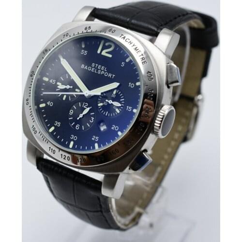 STEELBAGELSPORT Men's Watch With Leather Strap