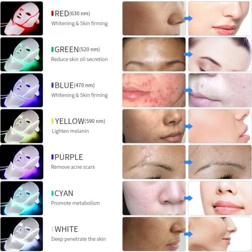 LED Facial Mask Therapy 7 Colors Face Mask Machine Photon Therapy Light Skin Care Wrinkle Acne Removal Anti Againg LED Mask