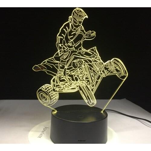 Four-wheeled Mountain Motorcycle 7 Colors Light for Home Decoration Lamp Visualization Optical Light 3D LED Night Light Dynamic