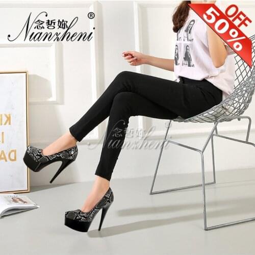 Fashion Sexy Snake Print Shallow Round toe Womens Pumps 15cm Stiletto heels Cross dressing 6 inches All match Office lady Dress