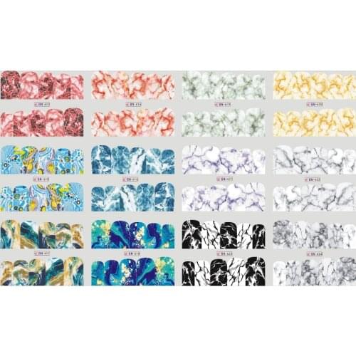 UPRETTEGO 12 PACKS / LOT NAIL ART BEAUTY WATER DECAL SLIDER NAIL MARBLE STONE TEXTURE COLORFUL PATTERN BN613-624