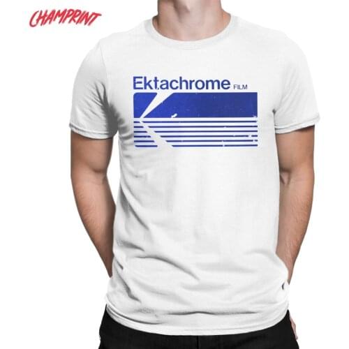 Vintage Photography Kodak Ektachrome Blue Mens T Shirts Cool Tee Shirt Short Sleeve O Neck T-Shirts Pure Cotton Gift Idea Tops