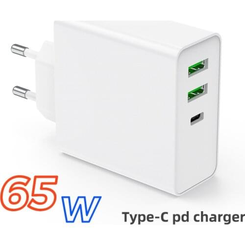 65W TYPE-C USB-C Power Adapter Fast Wall Charger 1Port PD60W QC3.0 Charger 2port USB for iPhone/Xiaomi/Samsung for Laptops