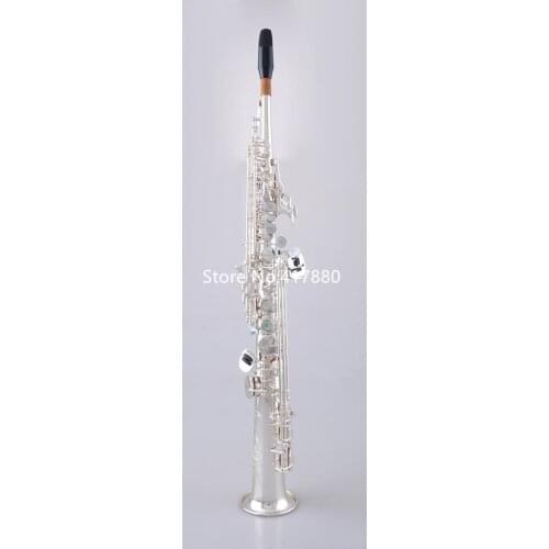 High Quality MARGEWATE Straight Soprano S-902 B Flat Saxophone Brass Silver Plated Instruments Music With Mouthpiece Case