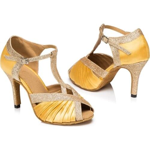 Womens Ballroom Party Latin Dance Shoes Soft Bottom Shoes Professional Dancing Shoes Leopard High Heel Salsa Dance Shoes