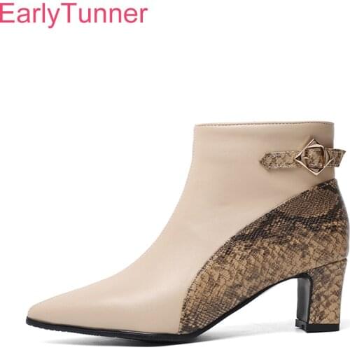 Winter New Comfortable Apricot Black Women Ankle Riding Boots Med Heels Lady Shoes EA101 Plus Big Small Size 10 30 43 46 48