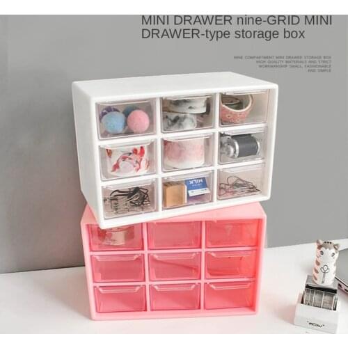 1pcs The Pink Plastic Storage Box Can Be Used To Store Jewelry, Cosmetics and Other Mini 9 - Grid Finishing Sundries Jewelry Box