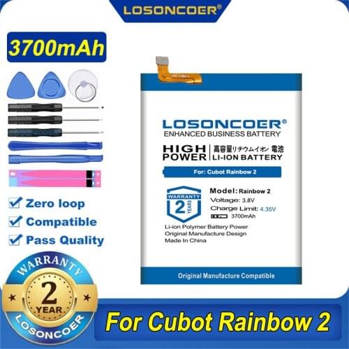 100% Original LOSONCOER 3700mAh Rainbow2 Battery For Cubot Rainbow 2