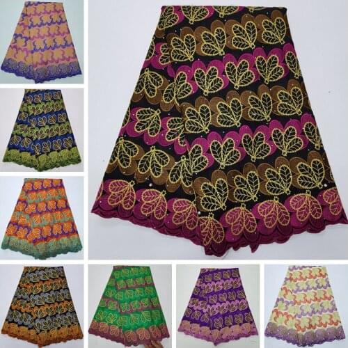 2020 African Lace Fabrics 5yards Swiss Voile Lace Embroidered In Switzerland 100% Cotton Fabrics Sewing For Nigeria Wear Dress