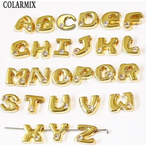 26pcs letters charm golden filled zircon alphabets charm necklace pendants leave message to choose letter after your order 51067