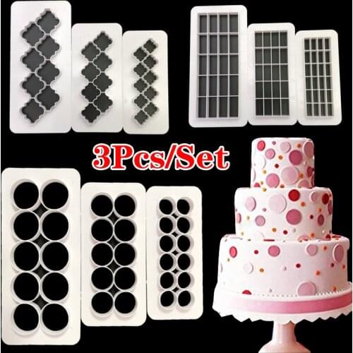 3Pcs Fondant Printing Mold Pp Material Rhombus Triangle Rectangle Round Diy Baking Cookie Cutter Kitchen Handmade Baking Tools