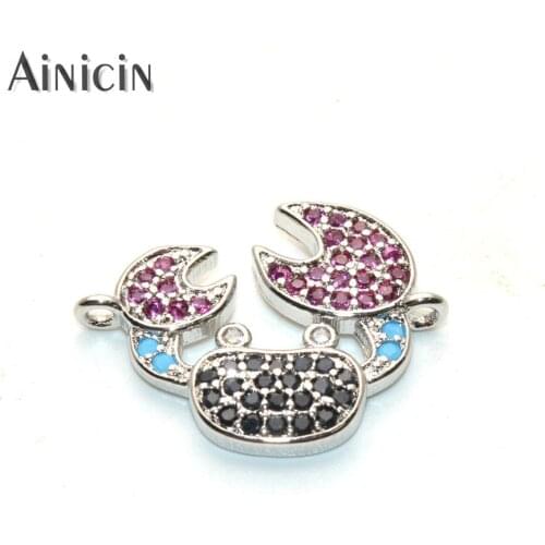 30pcs High Quality Rose Red Rhinestone Crystal Setting Big pincers crab Connectors Lovely Animal Connections DIY Findings