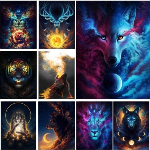 5D DIY Diamond Painting Fantasy Animal Wolf Lion Diamond Embroidery Mosaic Home Decoration Painting Can Be Customized
