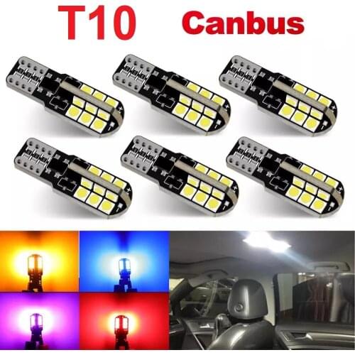 8P8Pcs T10 LED light Canbus 168 194 LED Bulb 24SMD Car Side Marker Light License Plate Lamp White Blue Yellow Red Pink 12V 6000K