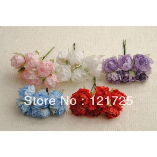 Free Shipping 5 Colors Satin Flowers Home Decoration F Mini artificial Flowers DIY Small Wedding Bouquet