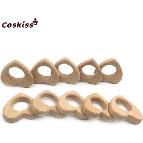 Beech Wooden Love-Heart Natural Handmade Wooden Teether DIY Wood Personalized Pendent Eco-Friendly Safe Baby Teether Toys