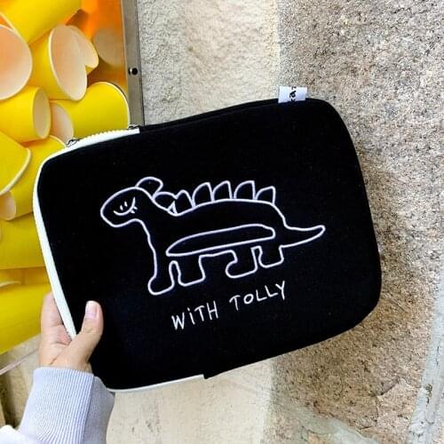 For IPad Sleeve Cute Laptop Tablet Pouch IPad Pro 12.9 11 Inch Air 4 10.9 2020 Cartoon Dinosaur Case Cover Travel Bag