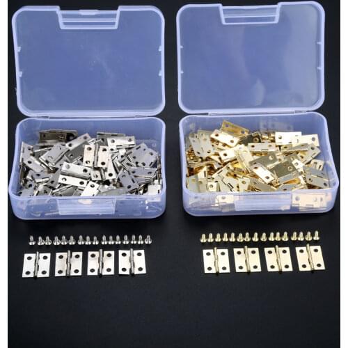 DRELD 100pcs Furniture Door Cabinet Hinges Jewelry Boxes Decorative Butt Hinge Furniture Fittings 18*16mm +Screws+Storage Box