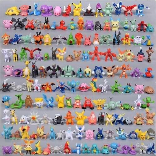 PVC 3-5cm Pokemon Anime Action Figures 144Pcs Different Elves Monster Pikachu Mini Model Toys With Pokeball Collection Dolls