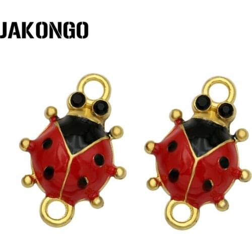 JAKONGO Gold Color Enamel Beatle Connector for Jewelry Making Earrings Accessories Findings DIY 20x14mm 5pcs/lot