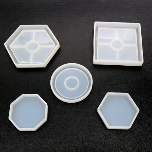 DIY Geometric Coaster Resin Mold Handmade Nordic Style Coaster Crystal Epoxy Mold Tray Tea Set Silicone Mold For Resin