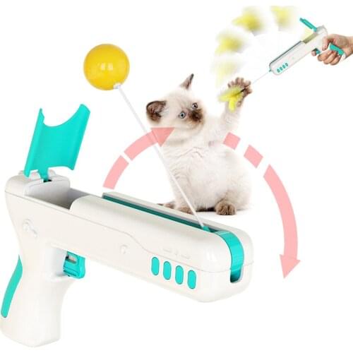 Cat Toy with Feather&Ball Funny Interactive Cat Feather Toys Cat Stick Gun for Kittens Puppies Dogs Pet Product for Dropshipping