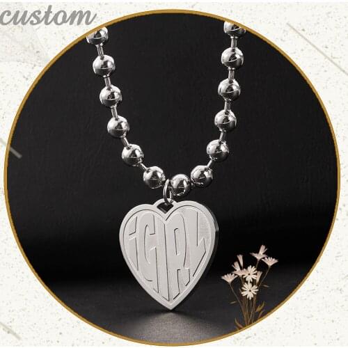 Stainless Steel IGIRL Heart Necklace Heavy Gothic Streetwear Chain Can Customize Pendant Necklaces E-Girl Choker Jewelry Gifts