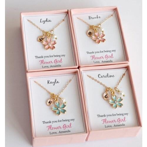 Personalized flower girl gift necklaces, toddler flower girl little girl gifts bracelets, custom flower girl proposal gift